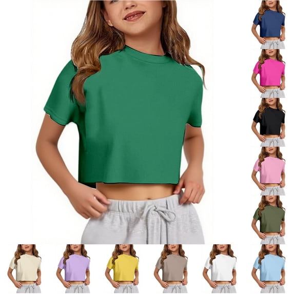 WERYOUNG Girls Summer T Shirts Everyday Wear Short Sleeve Crewneck T-Shirts For Young Girls Casual Fashions Tees Stylish Tops 9-10 Years