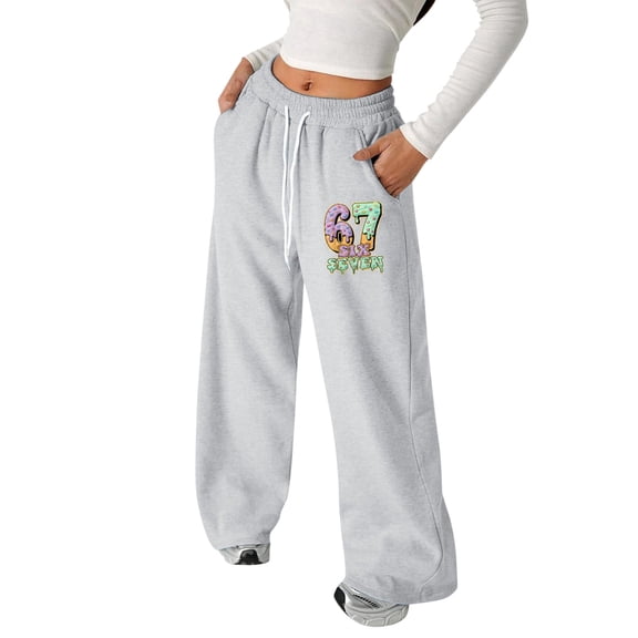 WERYOUNG Girls Sweatpants 67 Number Printed Workout Active Joggers Lightweight Straight Leg Casual Pants Drawstring Sweat Pants Everyday Wear Trendy Wear