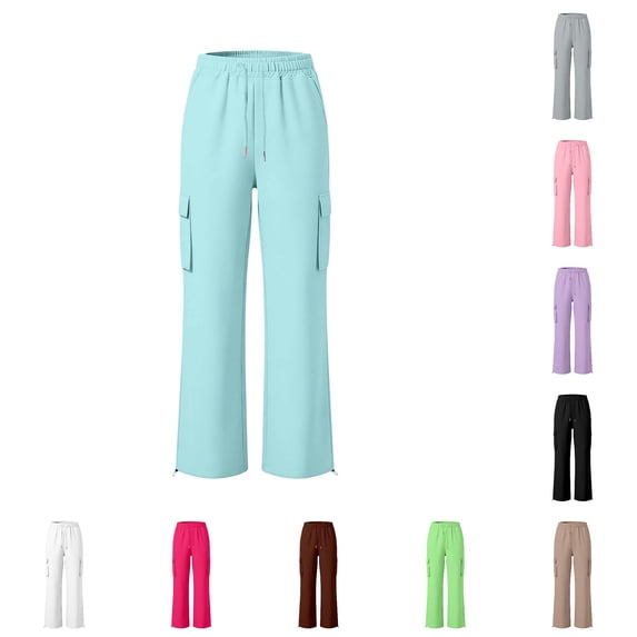 WERYOUNG Girls Sweatpants Kids Cargo Pants Wide Leg Baggy Sweat Pants Joggers Casual Trousers With Pockets For Back To School Comfortable Bottoms 15-16 Years