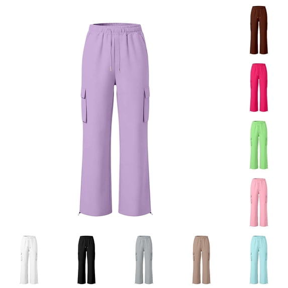 WERYOUNG Girls Sweatpants Kids Cargo Pants Wide Leg Baggy Sweat Pants Joggers Casual Trousers With Pockets For Back To School Trendy Bottom 5-6 Years