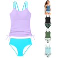 thumbnail image 1 of WERYOUNG Girls Swimsuit Sets For Girls Split Bikini Tropical Printed Tankini With Shorts Cute Two Piece Swimwear Beach Pool Party Breathable Bathing Suit 15-16 Years, 1 of 5