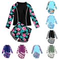 thumbnail image 1 of WERYOUNG Girls Swimsuit Sets Long Sleeve Leopard Rash Guard Shirts And Shorts 2 Piece Swimwear Surfing Swimming Soft Swim Wear 5-6 Years, 1 of 6