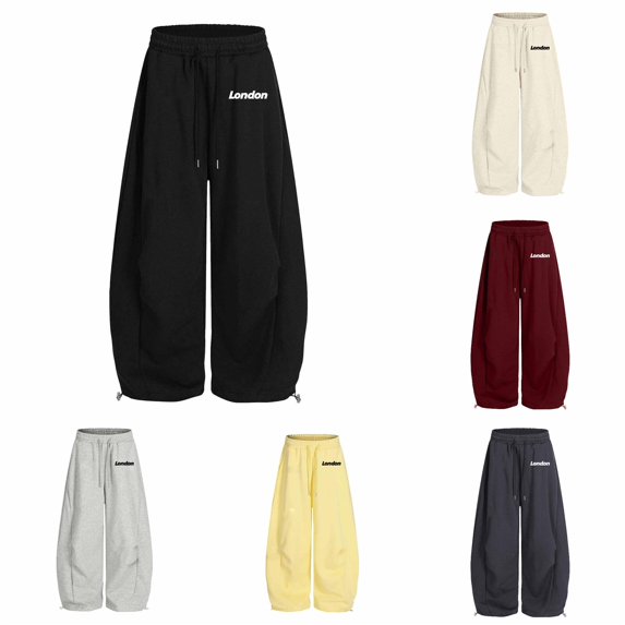 WERYOUNG Girls Wide Leg Pants Elastic Drawstring Waist City Letter Print Barrel Sweatpants Kids Soft Back To School Pants 8-9 Years