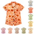 thumbnail image 1 of WERYOUNG Halloween Pajamas For Girls Pumpkin Printed Short Sleeve Lapel Collar Top And Shorts Kids Soft Cozy 2 Piece Sleepwear Loungewear Sets Breathable Homewear 15-16 Years, 1 of 4