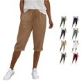 thumbnail image 1 of WERYOUNG High Waist Casual Knee Length Pants For Womens Elastic Waistband Loose Fit Summer Trousers With Pockets Versatile Bottom XXXL, 1 of 5