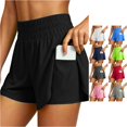 thumbnail image 1 of WERYOUNG High Waist Yoga Shorts For Women Running Gym Shorts With Built In Layered And Pocket For Exercise And Training Comfortable Bottoms L, 1 of 9