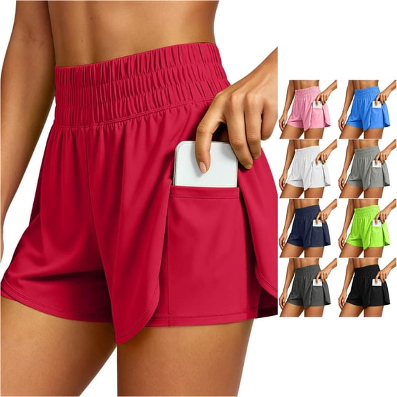 WERYOUNG High Waist Yoga Shorts For Women Running Gym Shorts With Built In Layered And Pocket For Exercise And Training Versatile Bottom XXL