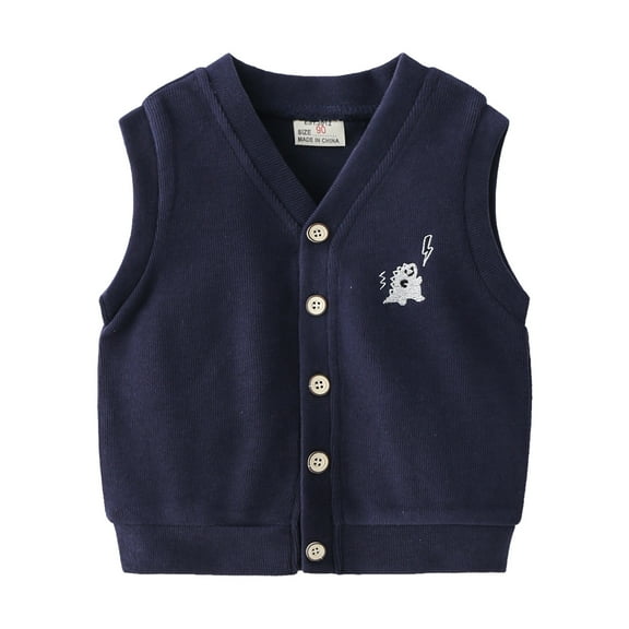 WERYOUNG Toddler Kids Child Baby Boys Sleeveless Patchwork Cartoon Fashion Vest Jacket Outer Outwear Clothes, Navy, 18-24 Months