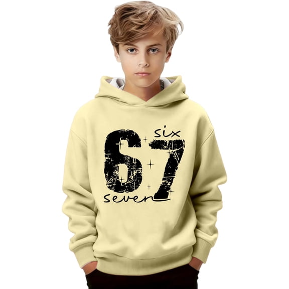 WERYOUNG Kids 67 Hoodie Boys Graphic Hooded Sweatshirt Number Printed Long Sleeve Pullover Casual Athletic Tops Fashion Hoodies For Children 3-4 Years
