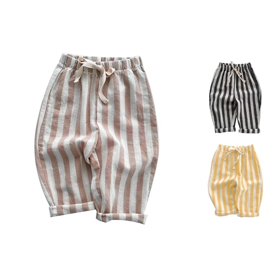 WERYOUNG Kids Baby Girl Striped Pants Everyday Wear Wide Leg Trousers Elastic Waist Pant Trendy Bottoms 0-3 Months