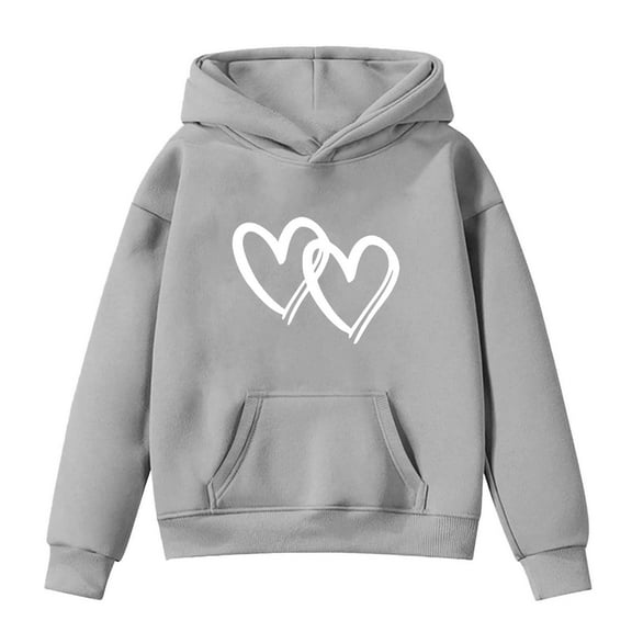 WERYOUNG Kids Boys Girls Valentines Hoodies Long Sleeve Hooded Sweatshirts With Heart Print Casual Pullover Fashion Hoody Tops For Children 5-6 Years