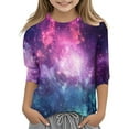 thumbnail image 1 of WERYOUNG Kids Fashion T-Shirts Blouse Starry Sky Print O-Neck 3/4 Sleeve Tshirts For Children Girls Toddler Tee, 3-4 Years, Purple, 1 of 4