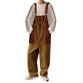 thumbnail image 1 of WERYOUNG Men Bib Overalls Workwear With Adjustable Straps Fashion Jumpsuit Cargo Pants With Pockets Trousers Trendy Bottoms, Brown, XL, 1 of 9