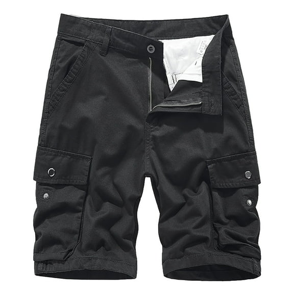 WERYOUNG Men Casual Multi Straight Outdoor Overalls Trousers Shorts Button Pocket Cargo Pants Comfort Trunks, Black, 32