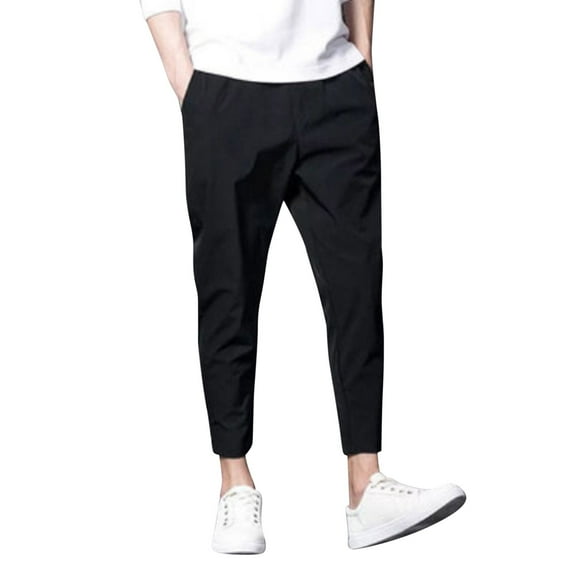 WERYOUNG Men Fashion Stretch Dress Pants Slim Fit Plaid Skinny Long Pants Casual Business Dress Pants Trousers Relaxed Fit Bottoms, Black, M