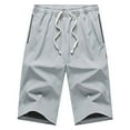 thumbnail image 1 of WERYOUNG Men Pants Casual Lightweight 3/4 Baggy Pants Drawstring Elastic Waist Beach Yoga Pants With Pockets Trousers Breathable Bottoms, Grey, XXXXL, 1 of 5