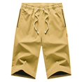 thumbnail image 1 of WERYOUNG Men Pants Casual Lightweight 3/4 Baggy Pants Drawstring Elastic Waist Beach Yoga Pants With Pockets Trousers Comfort Bottoms, Yellow, M, 1 of 5