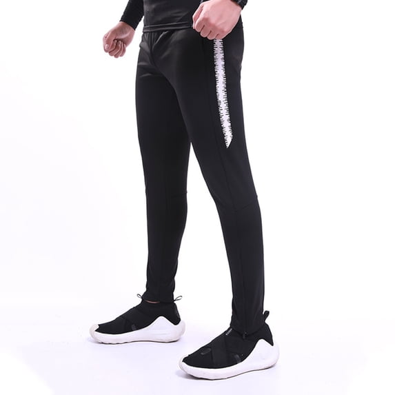 WERYOUNG Men Spring Autumn Soccer Training Pants Knitted Tapered Jogging Trousers Lightweight Running Long Pants Comfort Bottoms, White, XS