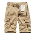 thumbnail image 1 of WERYOUNG Men Summer Solid Color Casual Wash Pocket Cargo Shorts Stylish Trunks, Khaki, 31, 1 of 4