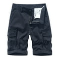 thumbnail image 1 of WERYOUNG Men Summer Solid Color Casual Wash Pocket Cargo Shorts Versatile Trunks, Dark Blue, 29, 1 of 4