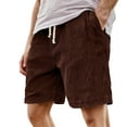 thumbnail image 1 of WERYOUNG Men's Casual Shorts Solid Color Elastic Waist Everyday Wear Relaxed Fit Ribbed Shorts With Pockets And Drawstring Walking Travel Soft Breathable Bottom, 1 of 4
