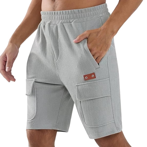 WERYOUNG Men's Casual Shorts Solid Color Elastic Waist Outing Wear Loose Fit Corduroy Athletic Shorts Outdoor Hiking Stylish Comfortable Bottom