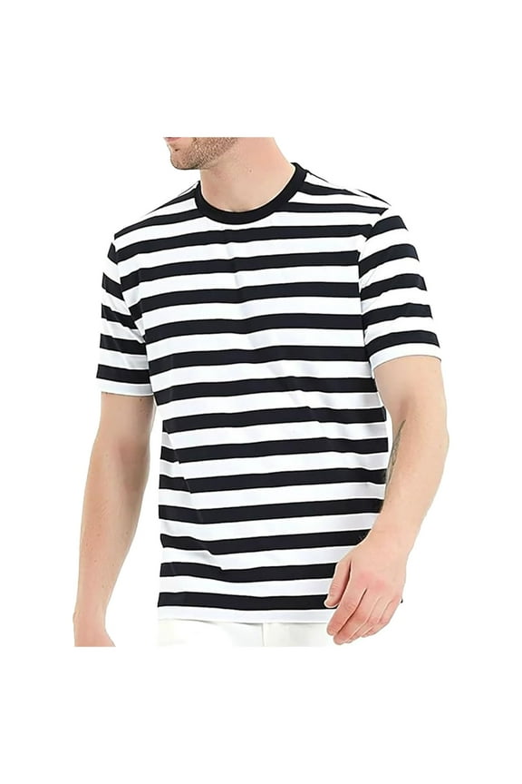Men's T-Shirts Short Sleeve Crew Neck Casual Striped T Shirt Daily Wear Loose Fit Tee Shirt Outdoor Training Soft Breathable Tops