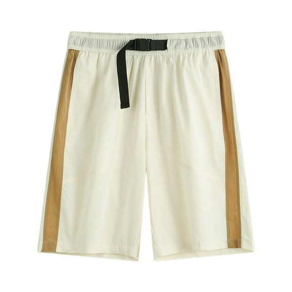 WERYOUNG Mens Athletic Shorts Casual Trendy Patchwork Vacation Shorts Running Basketball Shorts Male Fashion Beachwear Shorts,Beige,L