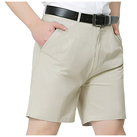 WERYOUNG Mens Business Casual Suit Shorts Loose Mens Cotton Trousers Relaxed Fit Trunks, White, XL/36