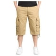 thumbnail image 1 of WERYOUNG Mens Casual Fashion Large Pocket Belt Solid Color Cargo Shorts Stylish Trunks, Khaki, 32, 1 of 9