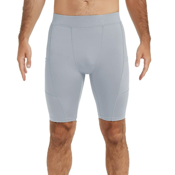 WERYOUNG Mens Compression Shorts Casual Sports Underwear Athletic Baselayer Workout Running Active Tights Trousers Cozy Trunks, Light Gray, L
