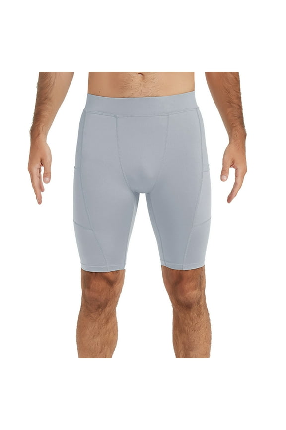 Mens Compression Shorts Casual Sports Underwear Athletic Baselayer Workout Running Active Tights Trousers Cozy Trunks, Light Gray, L