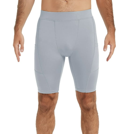 WERYOUNG Mens Compression Shorts Casual Sports Underwear Athletic Baselayer Workout Running Active Tights Trousers Leisure Trunks, Light Gray, M