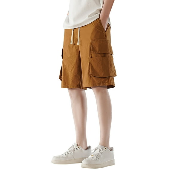 WERYOUNG Mens Solid Color Loose Cargo Shorts Plus Size Fashionable Casual Sports Straight Pants Trousers Comfort Trunks, Orange, XXXXL