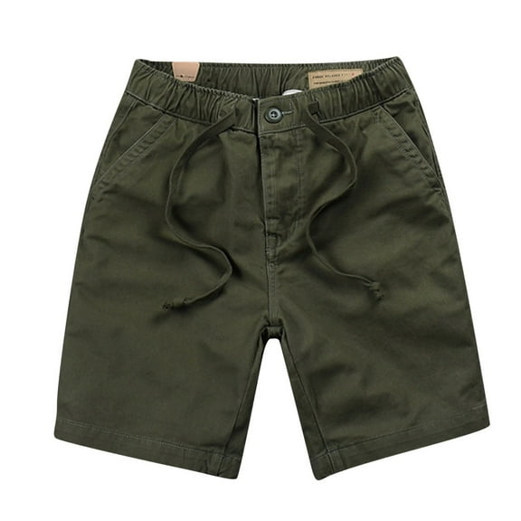 WERYOUNG Mens Summer Elastic Waist Casual Shorts Solid Color Shorts Drawstring Pants Trousers Comfort Trunks, Green, M