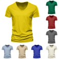 thumbnail image 1 of WERYOUNG Mens T-Shirts Casual V Neck Loose Fit T Shirts Stretchy Solid Color Summer Tee For Daily Wear Comfortable Top XXXL, 1 of 6