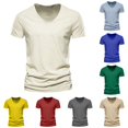 thumbnail image 1 of WERYOUNG Mens T-Shirts Casual V Neck Loose Fit T Shirts Stretchy Solid Color Summer Tee For Daily Wear Trendy Top L, 1 of 6