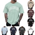 thumbnail image 1 of WERYOUNG Mens T-Shirts Summer Casual Letter Printed T-Shirt Short Sleeve O Neck Tees Stylish Tops XL, 1 of 4