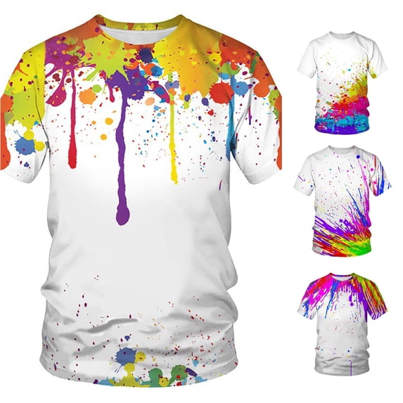 WERYOUNG Mens T-Shirts Tie Dye Printed Short Sleeve Crewneck T Shirts Casual Summer Graphics Tees Comfortable Tops M
