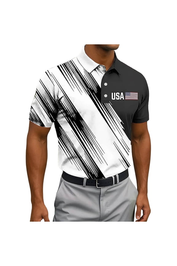 Patriotic America Flag Shirts For Man USA Fourth Of July Celebration Shirt Short Sleeve Button Front Performance Shirts Comfortable Top S
