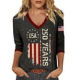 thumbnail image 1 of WERYOUNG Patriotic Graphic T Shirt For Women V Neck 3/4 Sleeve Tee 250th Anniversary Celebration T-Shirts Comfortable Tops XXXXL, 1 of 4