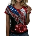 thumbnail image 1 of WERYOUNG Patriotic Graphic T Shirt For Women Red White & Blue Print Short Sleeve T-Shirt Fourth Of July USA Festival Tees Home Lounging Comfortable Tops L, 1 of 4