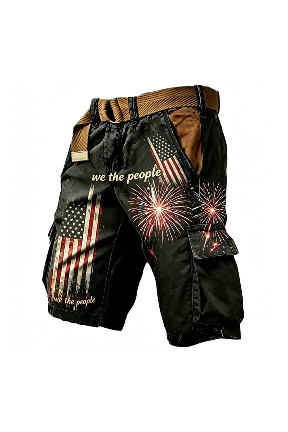 Patriotic Graphic Workwear Casual Shorts For Man 250th Anniversary Festival Cargo Shorts Beach Vacation Soft Bottom