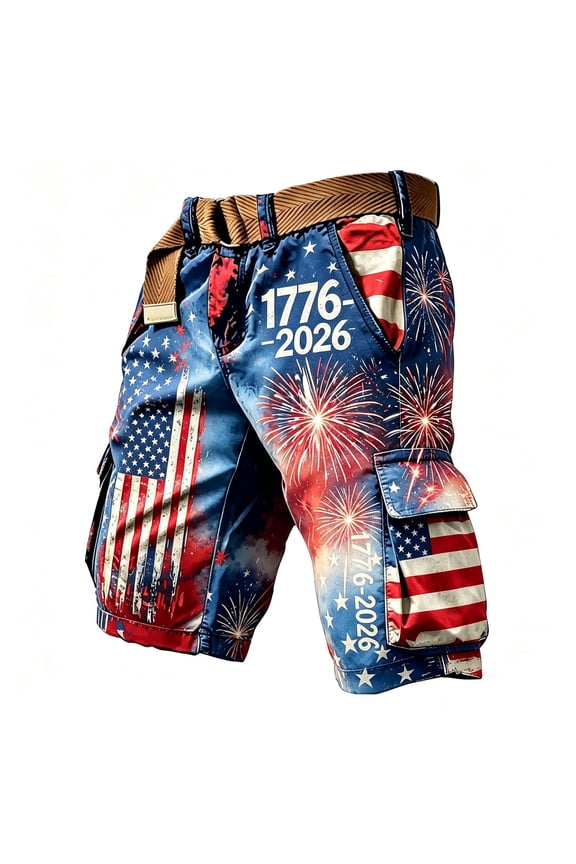 Patriotic Printed Cargo Shorts For Man Fourth Of July Celebration Workwear Casual Shorts Home Lounging Versatile Bottom