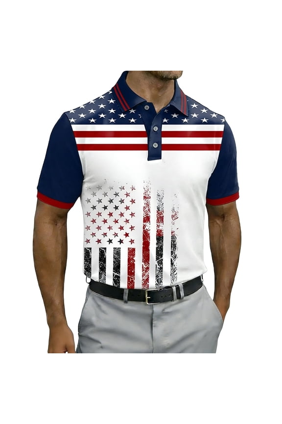 Patriotic Stars And Stripes Shirts For Man USA 250th Anniversary Celebration Shirt Short Sleeve Button Front Performance Shirts Comfortable Tops XXL