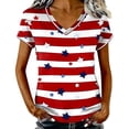 thumbnail image 1 of WERYOUNG Patriotic Stars And Stripes T Shirts For Women Short Sleeved Round Neck T-Shirt 250th Anniversary USA Festival Tees Home Lounging Versatile Tops L, 1 of 4