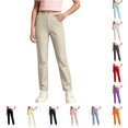 thumbnail image 1 of WERYOUNG School Uniform For Girls Elastic Waist Solid Color Straight Leg Trousers Kids Comfortable Back To School Pants 5-6 Years, 1 of 6