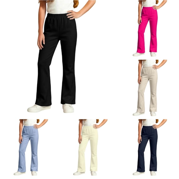 WERYOUNG School Uniform For Girls Elastic Waist Solid Color Wide Leg Trousers Kids Girls Loose Fit Back To School Pants 2-3 Years