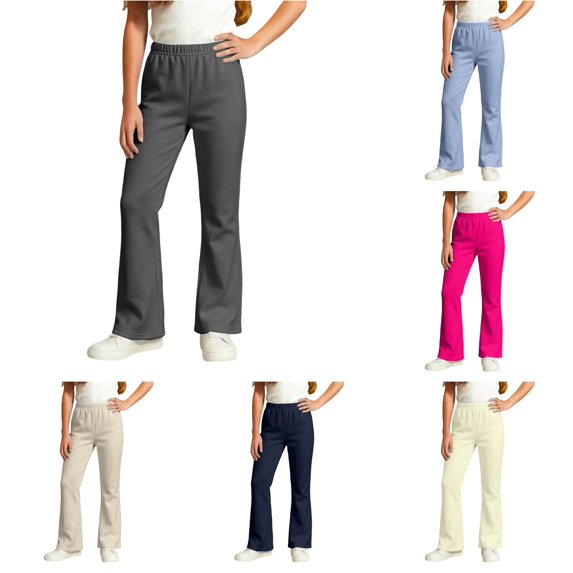 WERYOUNG School Uniform For Girls Elastic Waist Solid Color Wide Leg Trousers Kids Girls Loose Fit Back To School Pants 4-5 Years