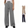 thumbnail image 1 of WERYOUNG School Uniform For Girls Striped Elastic Waist Wide Leg Trousers Kids Stretchy Back To School Pants 5-6 Years, 1 of 5